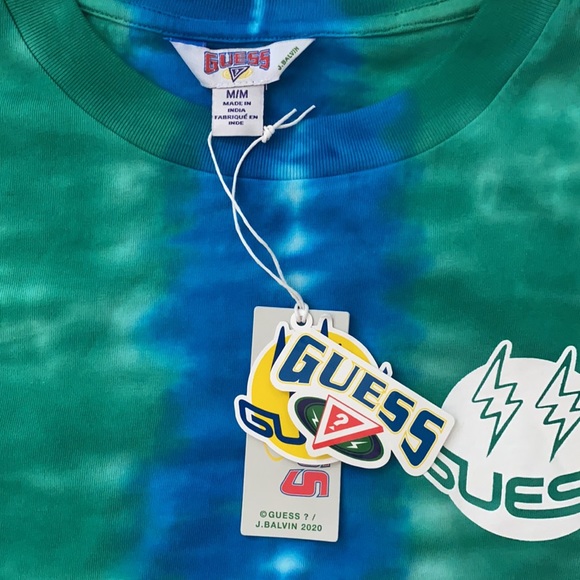 GUESS x J Balvin Tie-Dye Smile Crop Tee - Picture 2 of 3